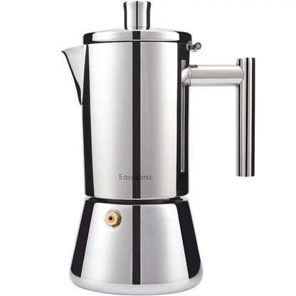 Stainless steel moka machine for stovetop espresso